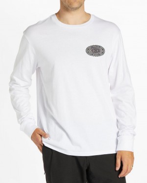 White Men's Billabong Crayon Wave Long Sleeve T-Shirt | 456710VJA