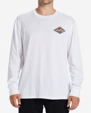 White Men's Billabong Crayon Wave Long Sleeve T-Shirt | 052936CUD