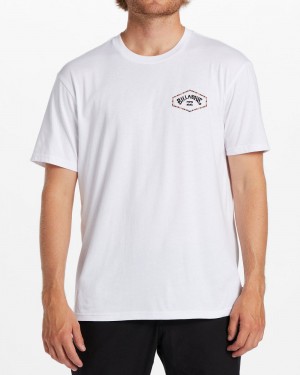 White Men's Billabong Exit Arch T-Shirt | 074186SFQ