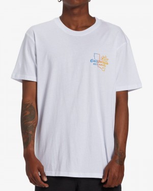 White Men's Billabong Handkie California Short Sleeve T-Shirt | 450387NZP