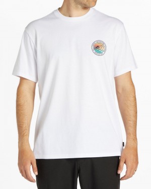 White Men's Billabong Rockies Short Sleeve T-Shirt | 243675AMJ