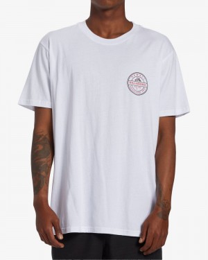 White Men's Billabong Rotor Hawaii Short Sleeve T-Shirt | 047153IHA