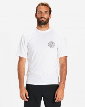 White Men's Billabong Rotor Lf Short Sleeve Upf 50 Surf T-Shirt | 492068AOD