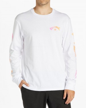 White Men's Billabong Snaking Arches Long Sleeve T-Shirt | 563891KVZ