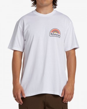 White Men's Billabong Sun Up Short Sleeve T-Shirt | 054931FSO