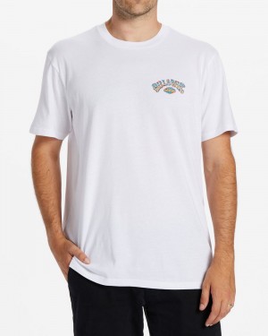 White Men's Billabong Theme Arch T-Shirt | 135024YGC