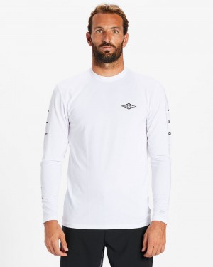 White Men's Billabong Unity Long Sleeve Upf 50 Surf T-Shirt | 714285MUS