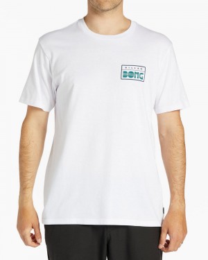 White Men's Billabong Walled Short Sleeve T-Shirt | 574318KMH