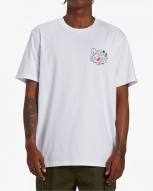 White Men's Billabong Worded Short Sleeve T-Shirt | 152379WQM