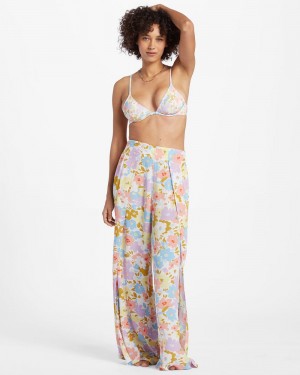 White Multi Women's Billabong Split Spirit Floral Pants | 795624ZMP