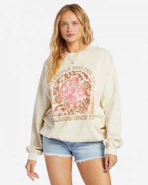 White Women's Billabong Ride In Oversized Crewneck Sweatshirt | 210697WQD