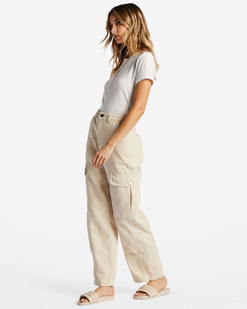 Antique White 1 Women's Billabong Wall To Wall Denim Cargo Pants | 935178AWU