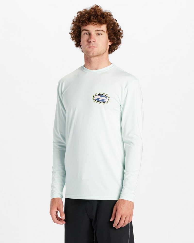 Aqua Men's Billabong Crayon Wave Long Sleeve Upf 50 Surf T-Shirt | 035682VEI