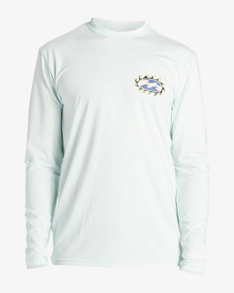 Aqua Men's Billabong Crayon Wave Long Sleeve Upf 50 Surf T-Shirt | 035682VEI