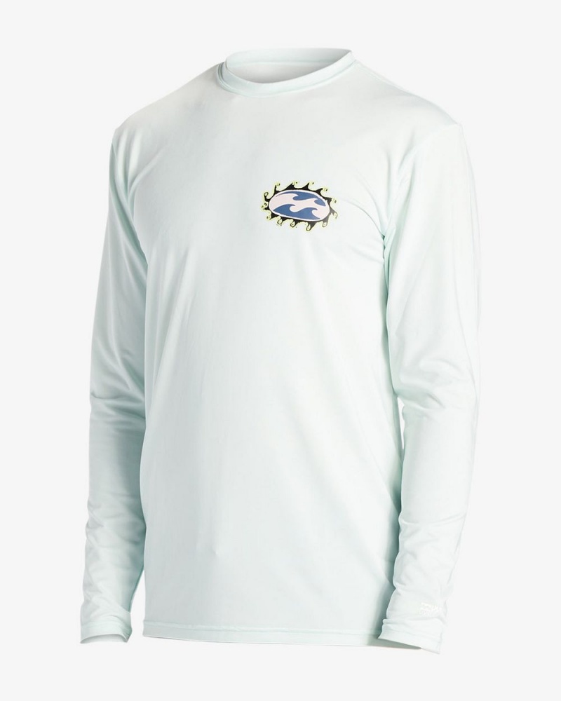 Aqua Men's Billabong Crayon Wave Long Sleeve Upf 50 Surf T-Shirt | 035682VEI