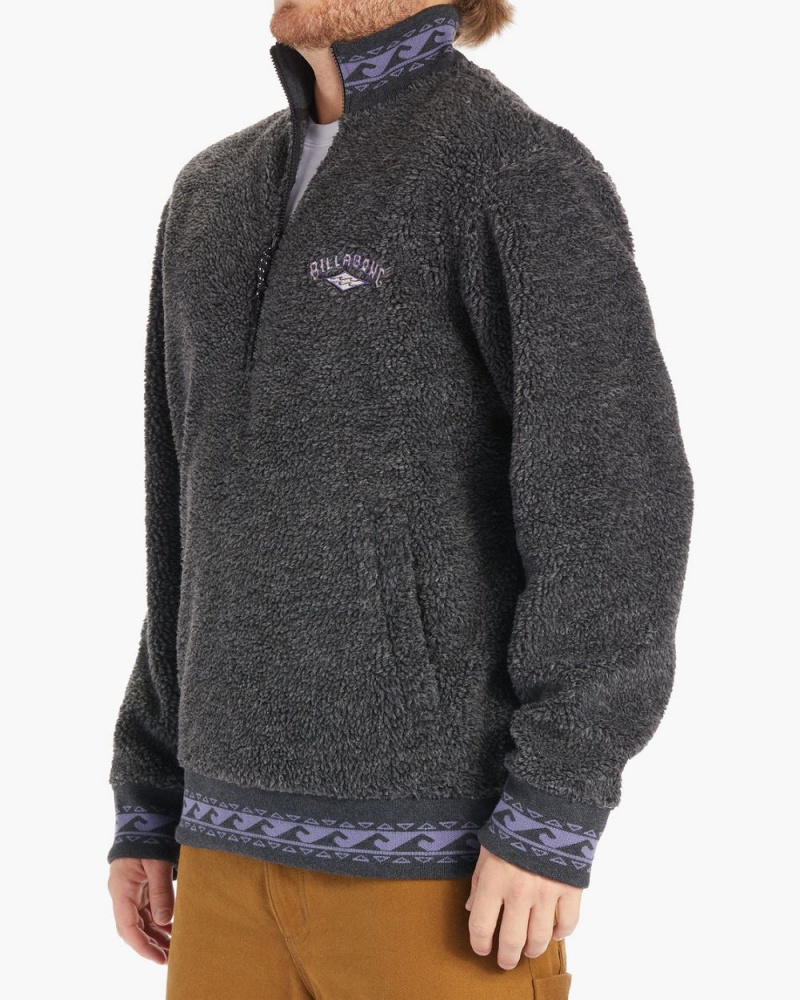 Black Heather Men's Billabong Boundary Bunyip Mock-Neck Sweatshirt | 406897JXB