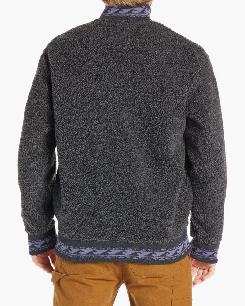 Black Heather Men's Billabong Boundary Bunyip Mock-Neck Sweatshirt | 406897JXB