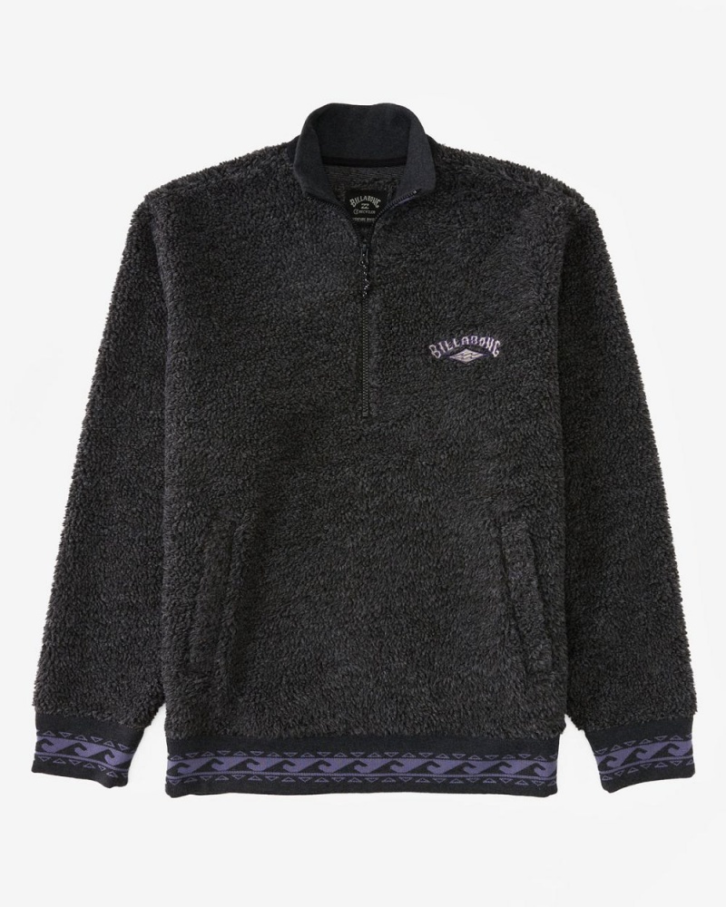 Black Heather Men's Billabong Boundary Bunyip Mock-Neck Sweatshirt | 406897JXB