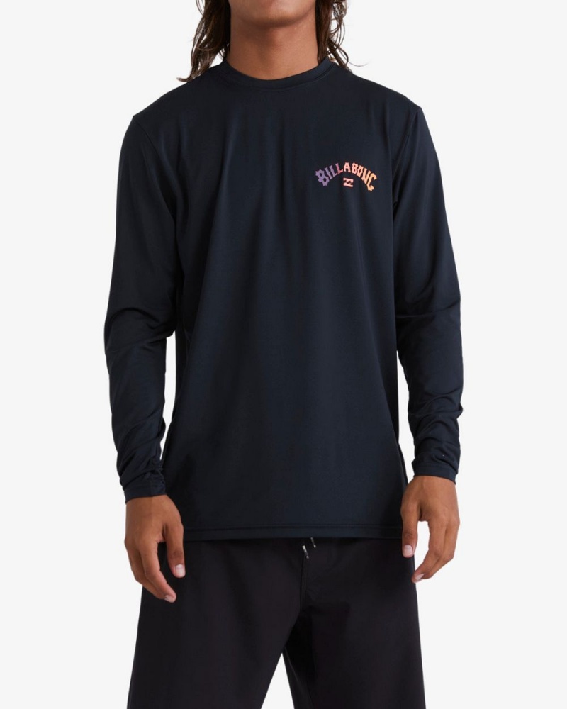 Black Men\'s Billabong Arch Fill Loose Fit Long Sleeve Surf T-Shirt | 054317BMP