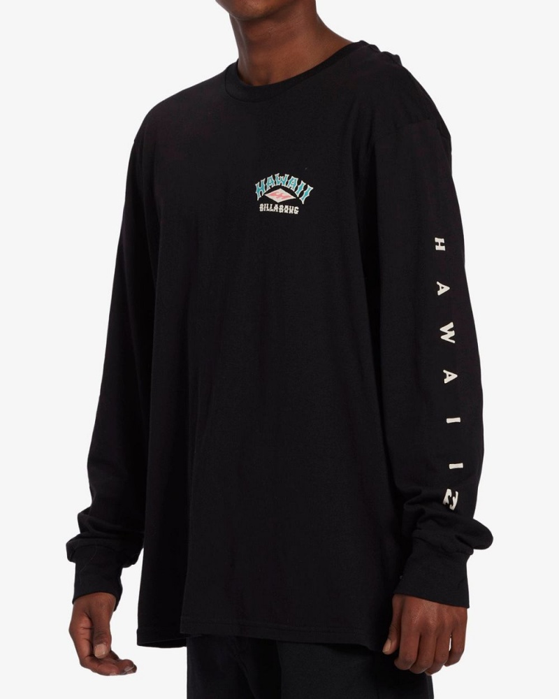 Black Men's Billabong Arch Hawaii Long Sleeve T-Shirt | 053178PTL