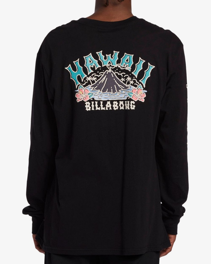 Black Men's Billabong Arch Hawaii Long Sleeve T-Shirt | 053178PTL