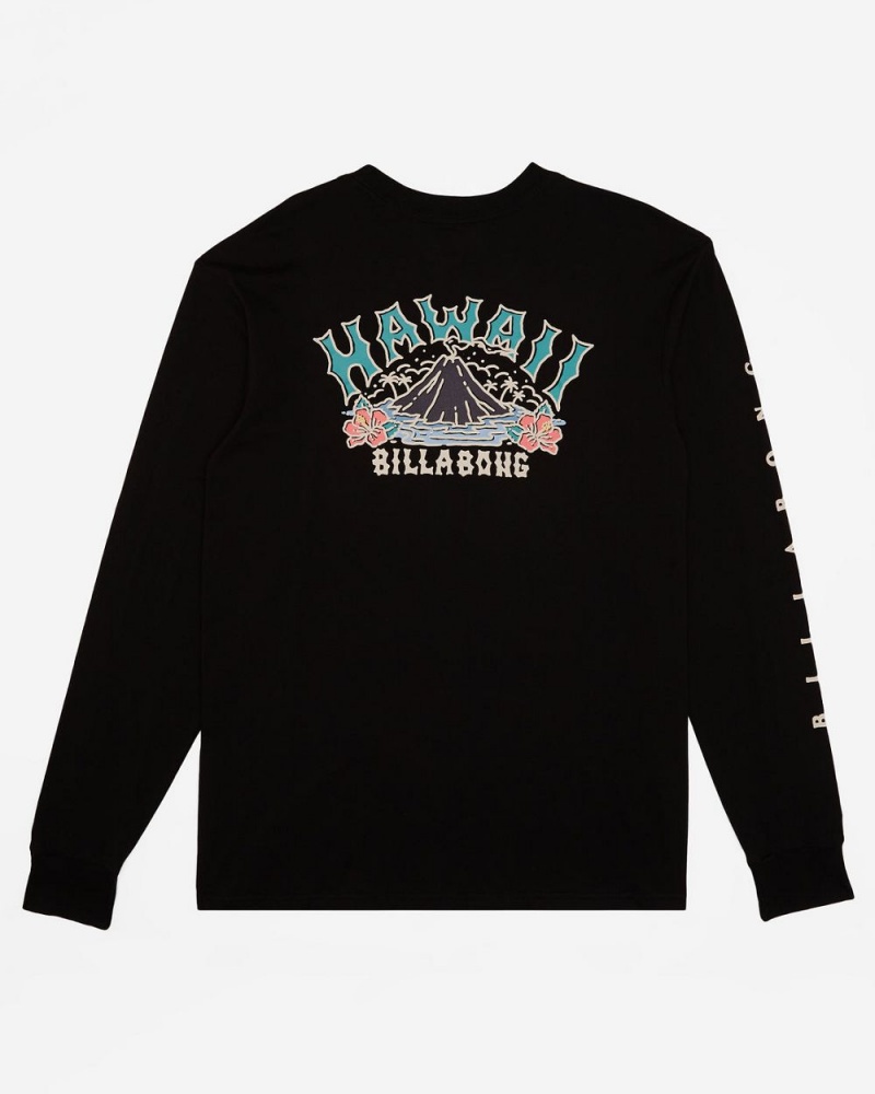 Black Men's Billabong Arch Hawaii Long Sleeve T-Shirt | 053178PTL