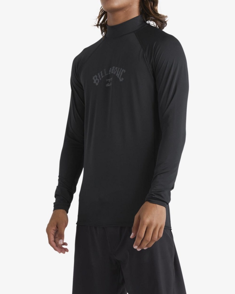 Black Men's Billabong Arch Wave Performance Fit Long Sleeve Surf T-Shirt | 641829VMC