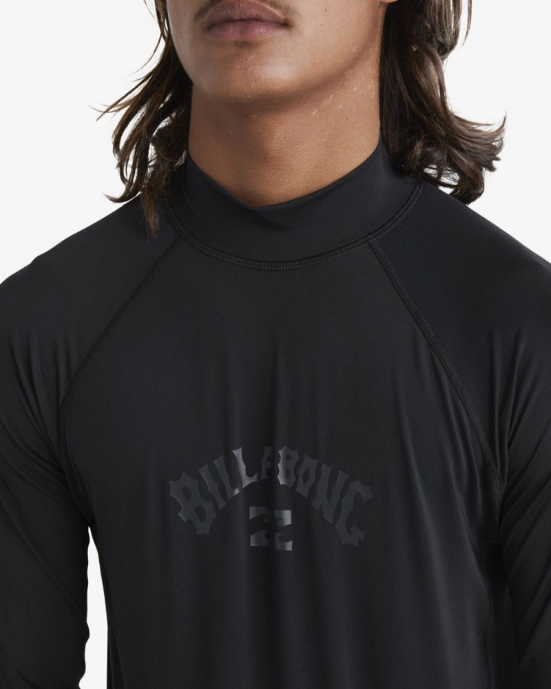 Black Men's Billabong Arch Wave Performance Fit Long Sleeve Surf T-Shirt | 641829VMC