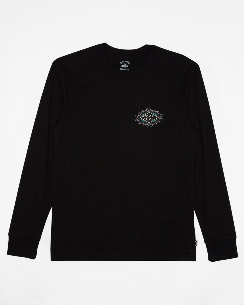 Black Men's Billabong Crayon Wave Long Sleeve T-Shirt | 461578NVF