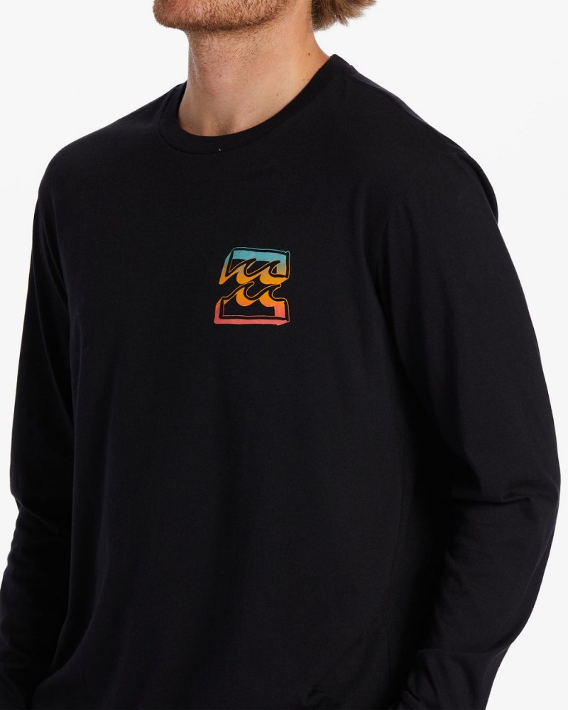 Black Men's Billabong Crayon Wave Long Sleeve T-Shirt | 398170YKR