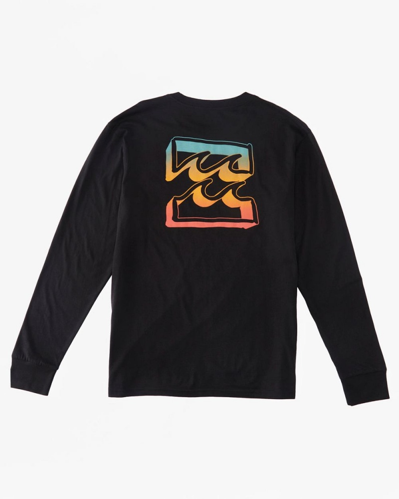 Black Men's Billabong Crayon Wave Long Sleeve T-Shirt | 398170YKR