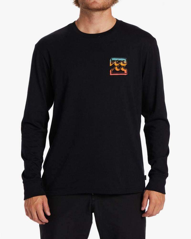 Black Men\'s Billabong Crayon Wave Long Sleeve T-Shirt | 398170YKR