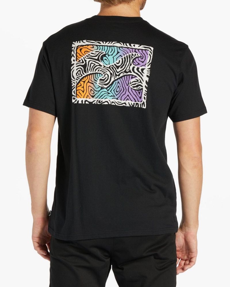 Black Men's Billabong Crayon Wave Short Sleeve T-Shirt | 234970LED