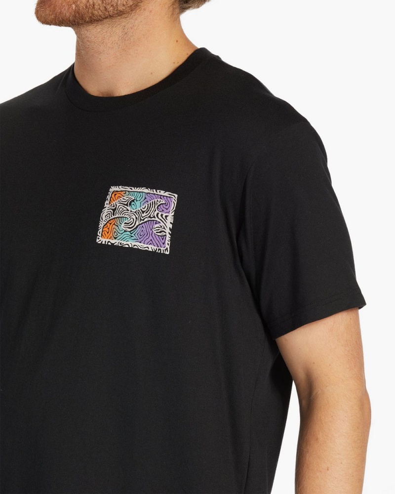 Black Men's Billabong Crayon Wave Short Sleeve T-Shirt | 234970LED