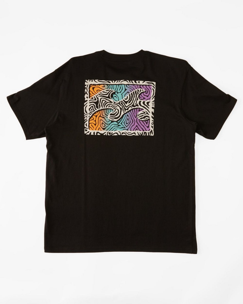 Black Men's Billabong Crayon Wave Short Sleeve T-Shirt | 234970LED