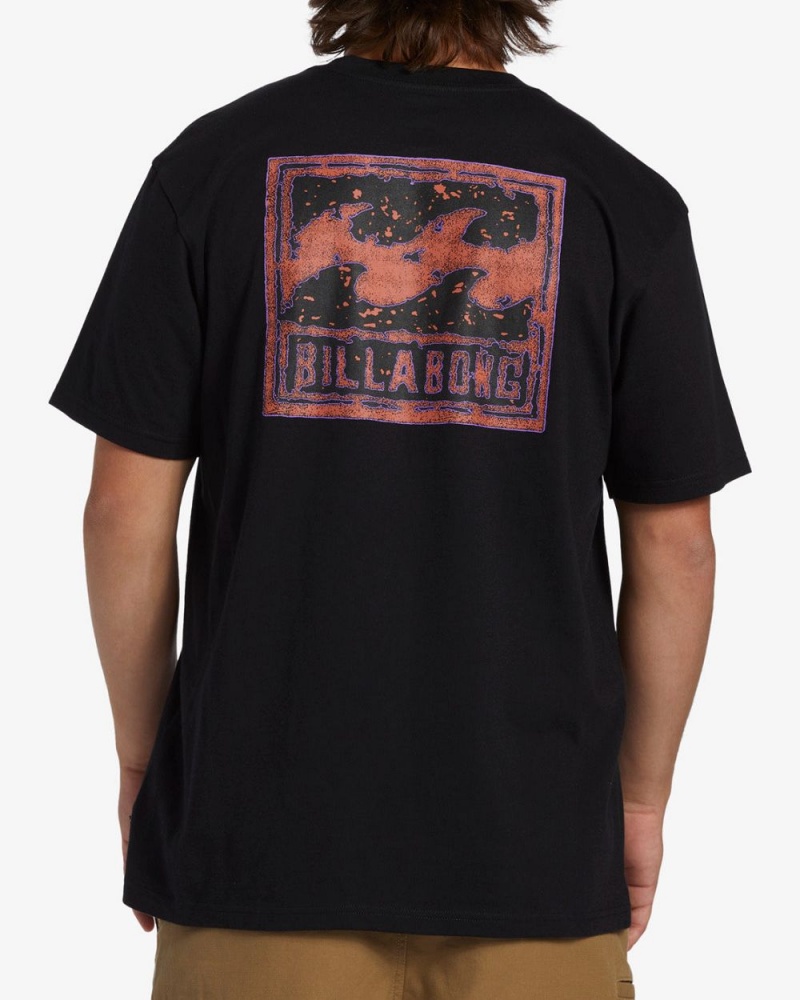 Black Men's Billabong Crayon Wave Short Sleeve T-Shirt | 874621WNB