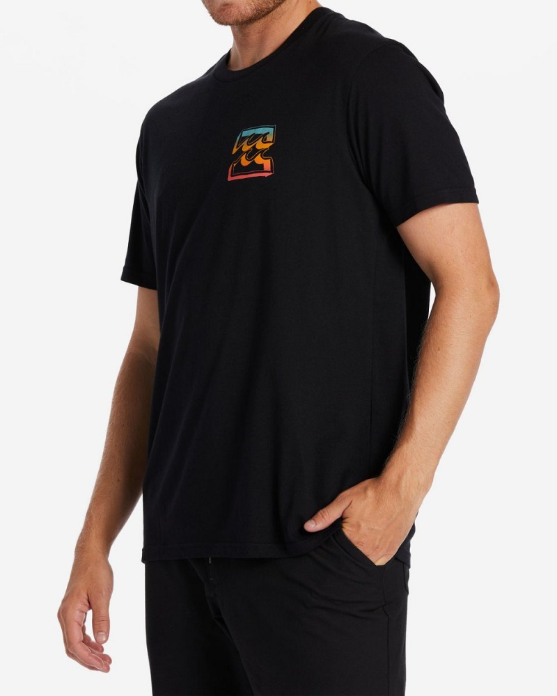 Black Men's Billabong Crayon Wave T-Shirt | 681475WNU