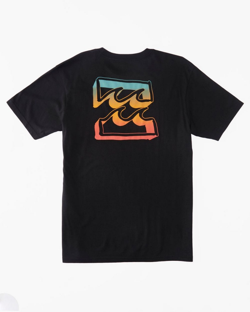 Black Men's Billabong Crayon Wave T-Shirt | 681475WNU