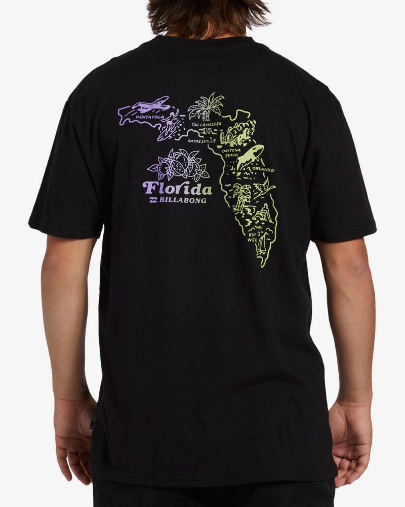 Black Men's Billabong Handkie Florida Short Sleeve T-Shirt | 319074KTJ