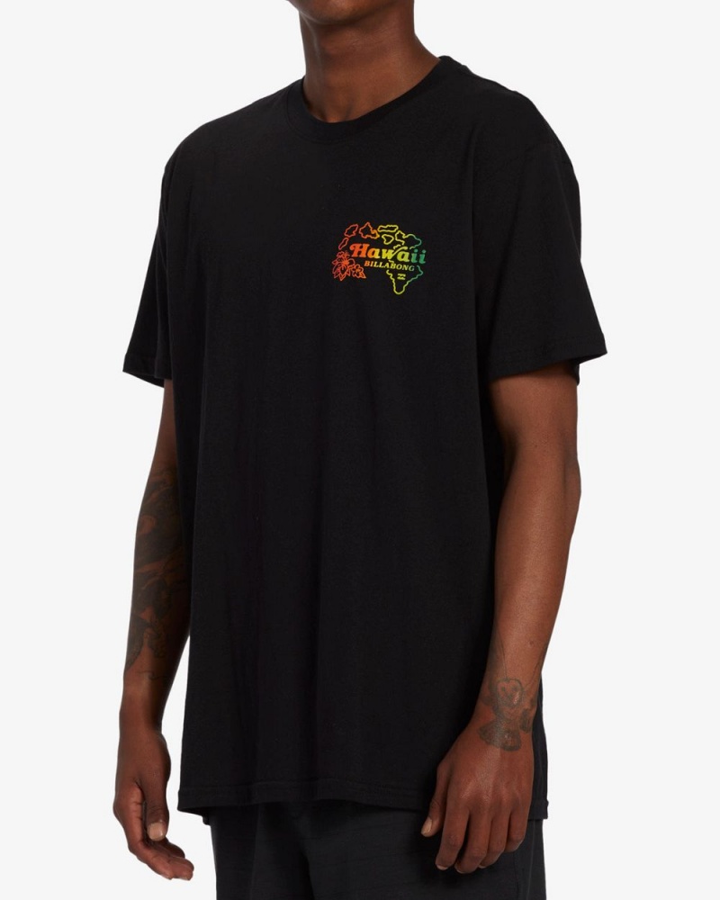 Black Men's Billabong Handkie Hawaii Short Sleeve T-Shirt | 897165ZDA