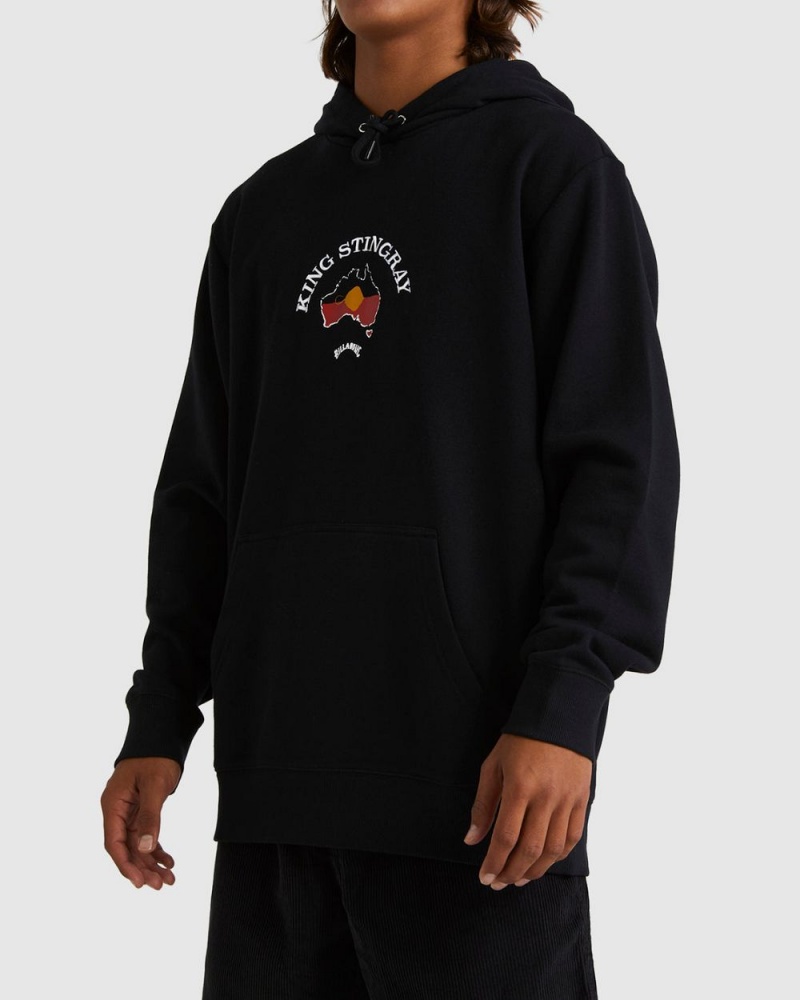 Black Men's Billabong King Stringray Pop Hood Crew Neck Sweatshirt | 095631OAV