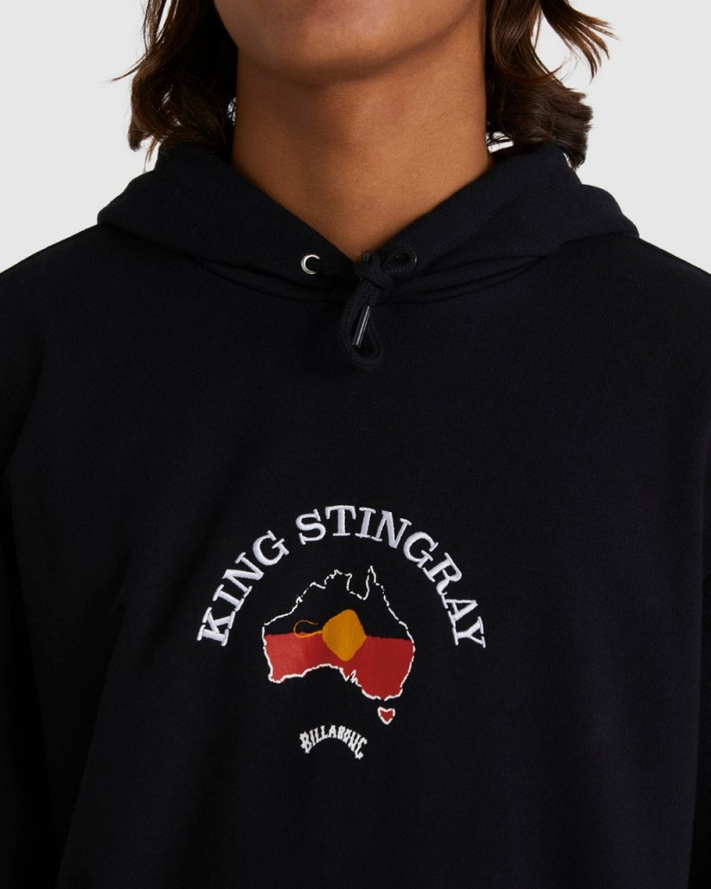 Black Men's Billabong King Stringray Pop Hood Crew Neck Sweatshirt | 095631OAV