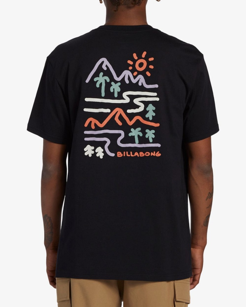 Black Men's Billabong Panorama Short Sleeve T-Shirt | 358790WVF