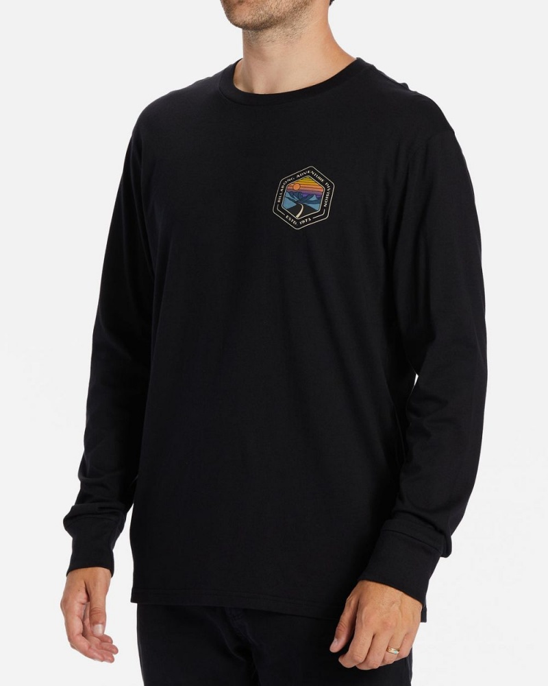 Black Men's Billabong Rockies Long Sleeve T-Shirt | 934562ZJD