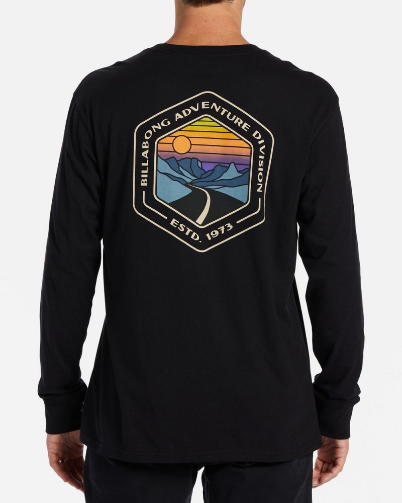 Black Men's Billabong Rockies Long Sleeve T-Shirt | 934562ZJD