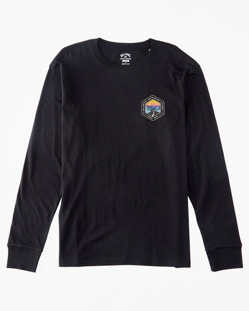 Black Men's Billabong Rockies Long Sleeve T-Shirt | 934562ZJD