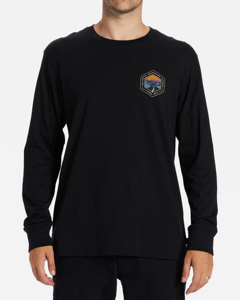 Black Men\'s Billabong Rockies Long Sleeve T-Shirt | 934562ZJD