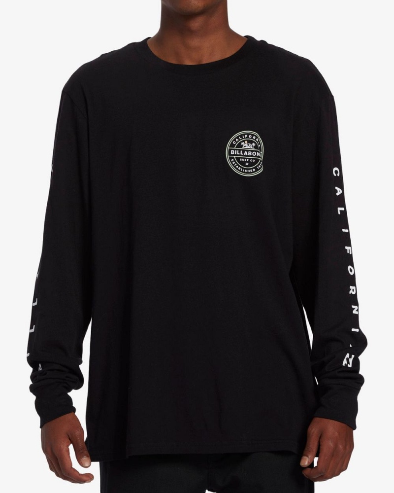 Black Men\'s Billabong Rotor California Long Sleeve T-Shirt | 827914URM