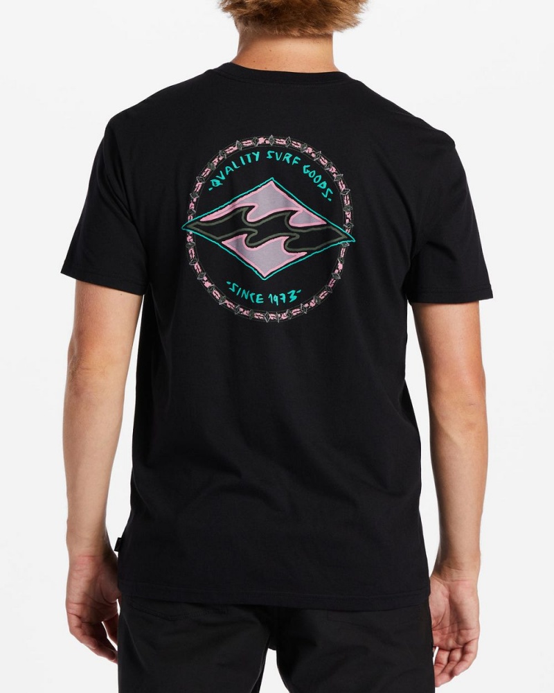 Black Men's Billabong Rotor Diamond T-Shirt | 142730DKE