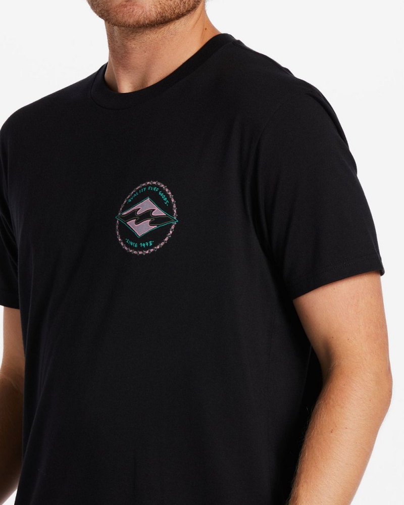 Black Men's Billabong Rotor Diamond T-Shirt | 142730DKE